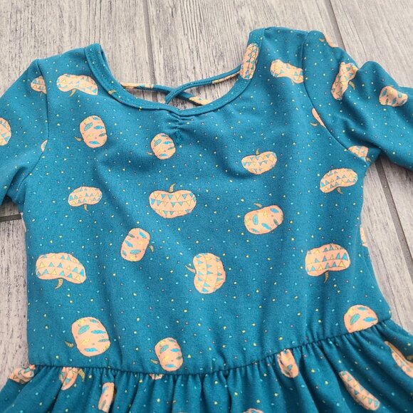 DotDot Smile toddler girls Teal Pumpkin Print Twirl Dress Size 2T - Picture 5 of 10